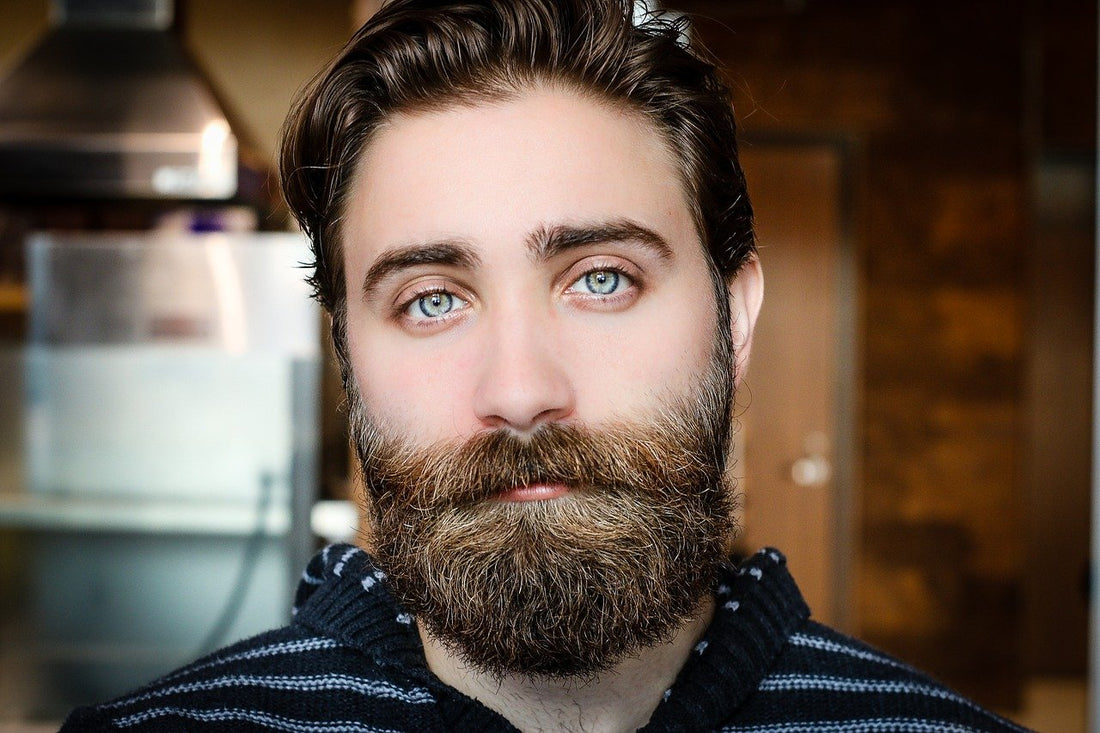 brown-eyed man with long beard that has some gray strands